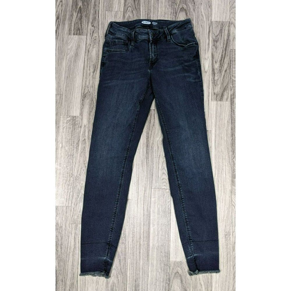 Old Navy Size 0 Rockstar Super Skinny Fringe Hem Stretchy Ankle Jeans